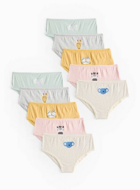 Pastel Animal Printed Briefs 10 Pack 2-3 years